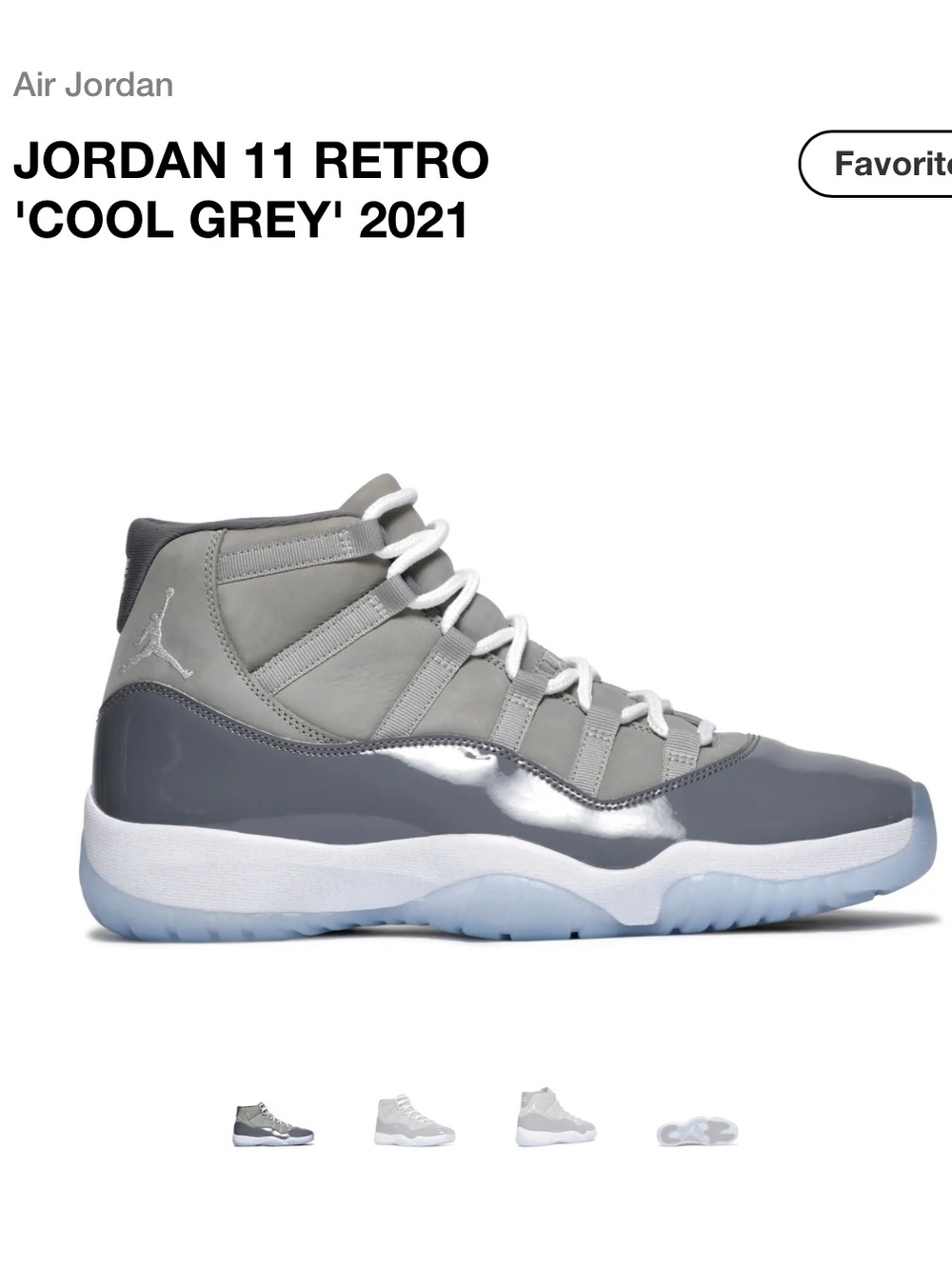 Jordan 11 Retro 'Cool Grey' Men's Sneakers - Grey & White